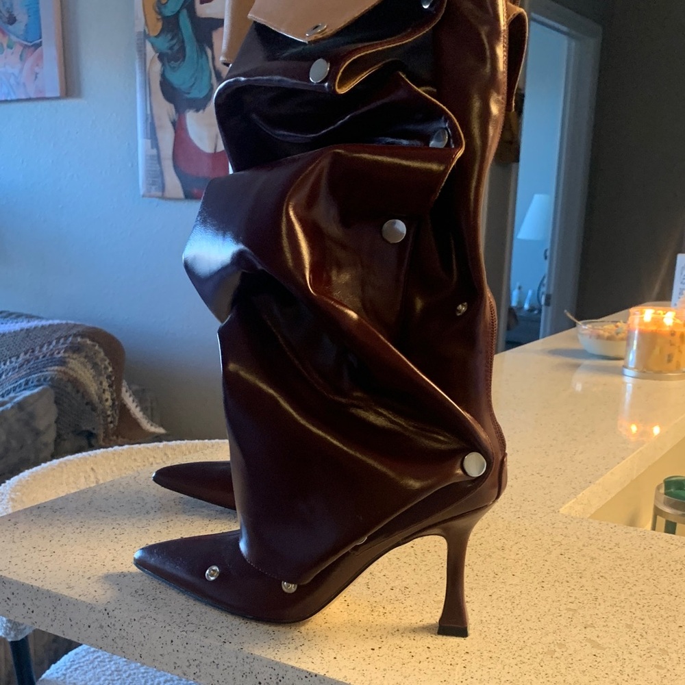 Elegant Burgundy Stiletto Boots